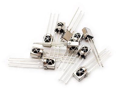 Close up of optoelectronic components in a pile